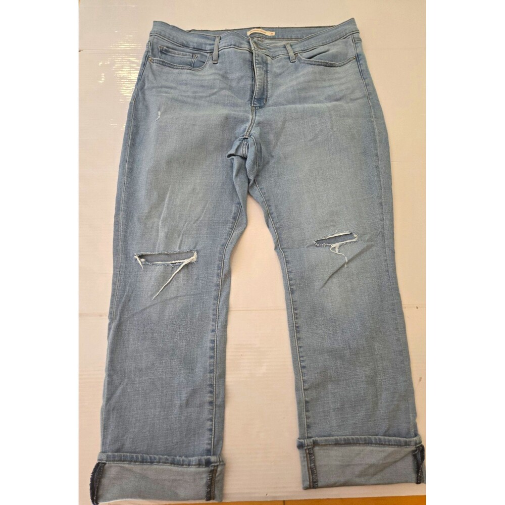 Levi's Women's Plus Straight Jeans Light Wash Blue Denim Stretch 5-Pocket 34